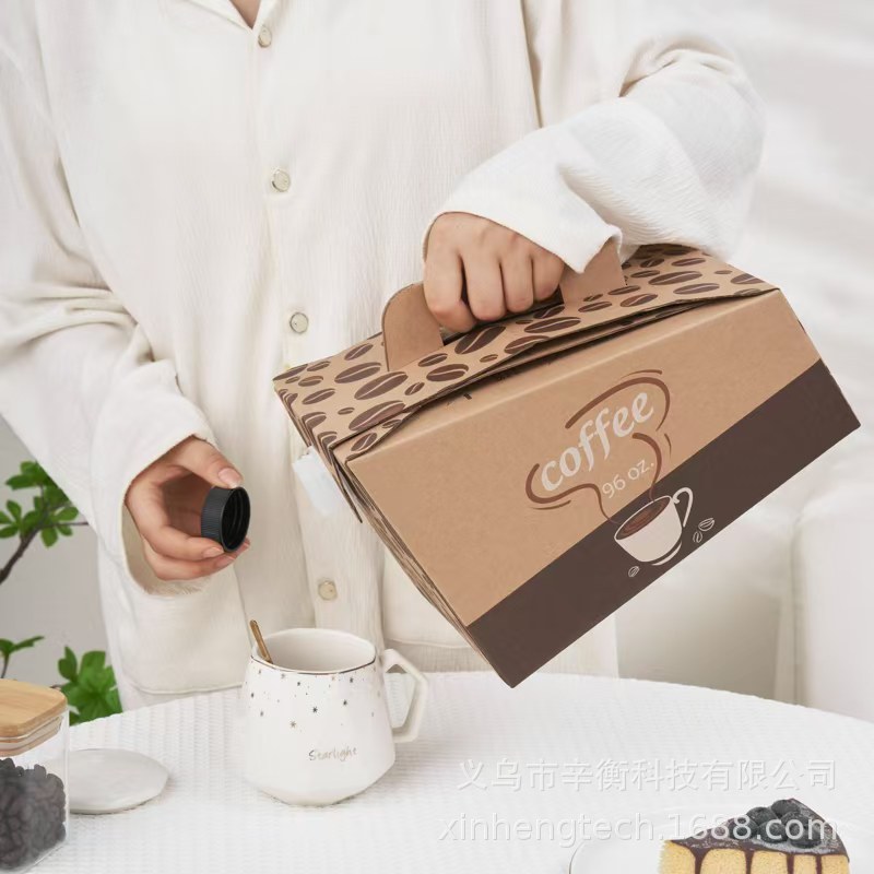 跨境96OZ液体分配器咖啡纸盒牛奶啤酒饮料包装纸箱一次性外卖咖啡