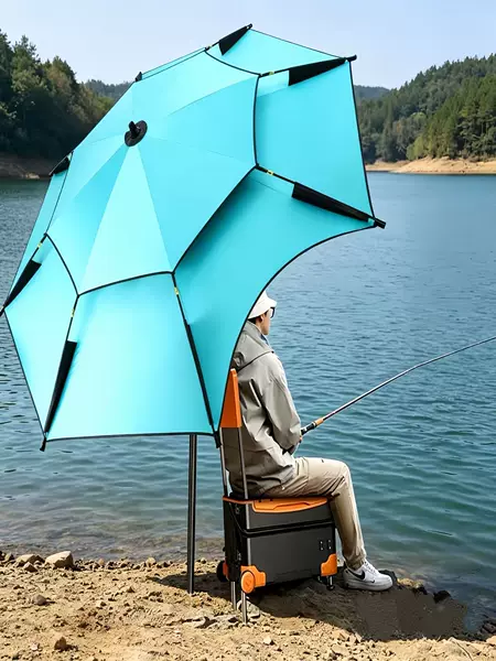 Thickened fishing umbrella 2.4m large fishing umbrella, multi-directional rainproof folding fishing umbrella, sunshade umbrella, fishing gear umbrella