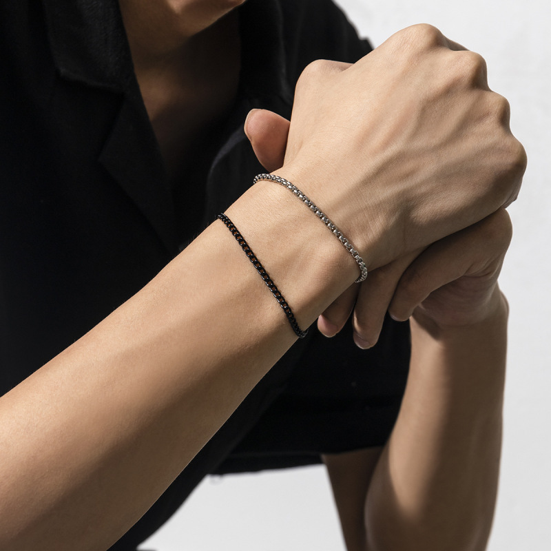 Square pearl chain bracelet for men punk layered Square pearl chain bracelet for men punk layered