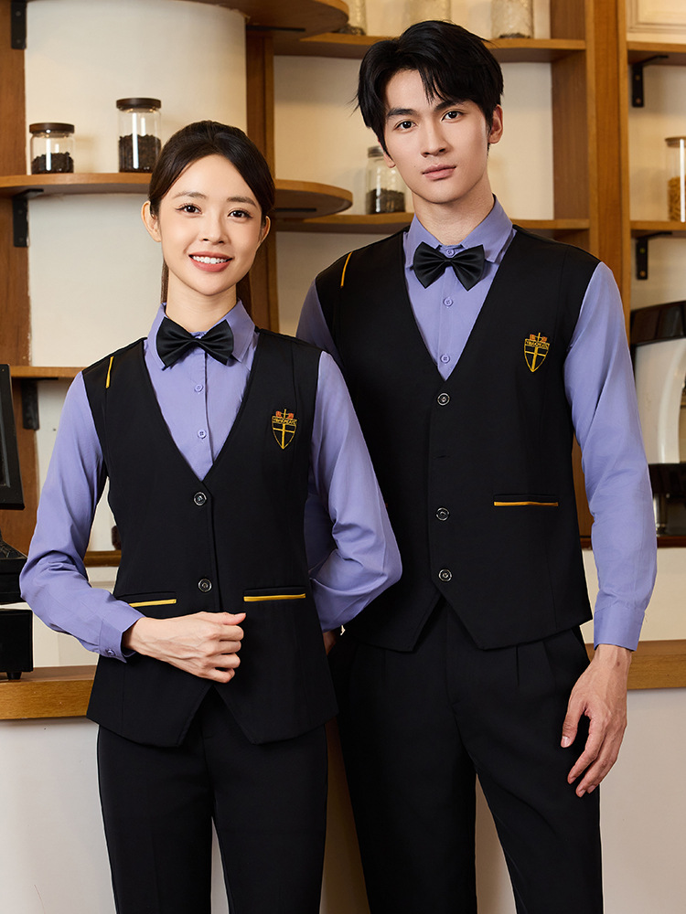 Fake Two-Piece Shirt Vest Women's Work Clothes Custom Restaurant Bar Ktv Catering Waiter Work Clothes Long-Sleeved Suit