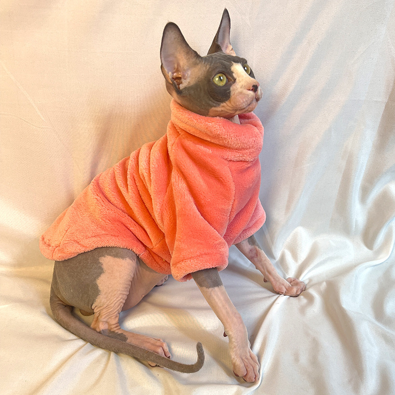 Hairless Cat Clothes Autumn and Winter Thickened Sphynx Cat Clothes Wholesale Devon Mink Velvet Base Warm and Comfortable