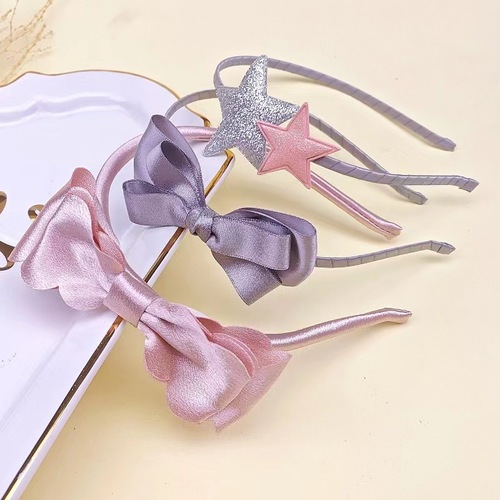 20912 Sweet children's headband set, silk bow hairpin, sequined star headband three-piece set