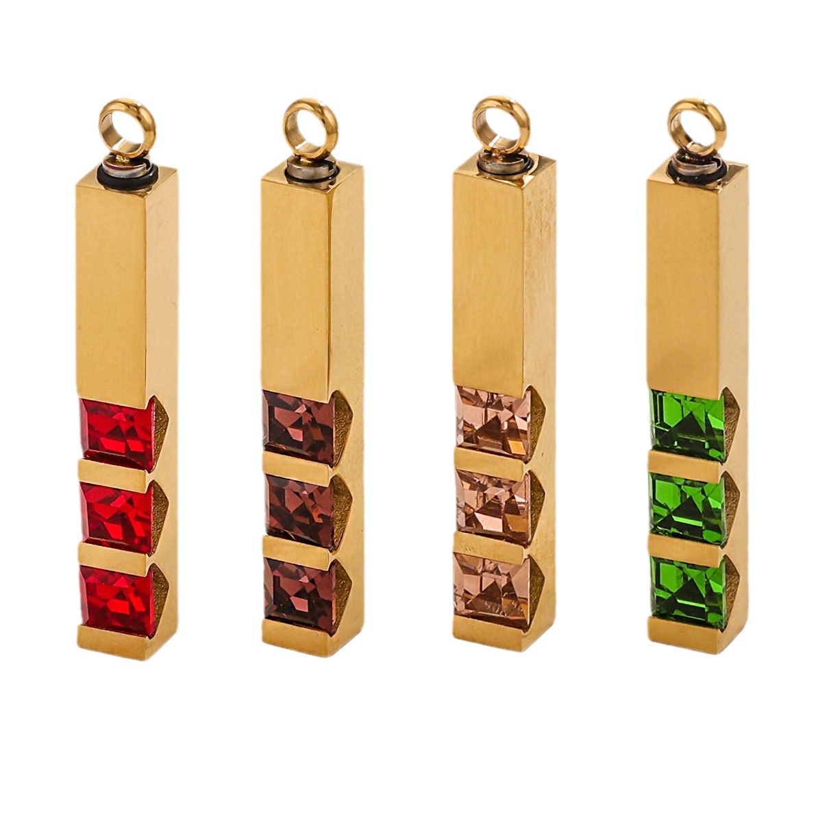 Zircon de acero inoxidable giratorio abierto cuadrado diamantes perfumes colgante geometría DIY personalidad colgante de acero de titanio