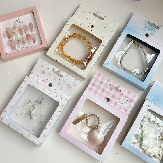 in stock Jewelry Bracelet Wear A Display Box Jewelry PE Suspension Box Paper Cover Anti-oxidation Carton Packaging Customization