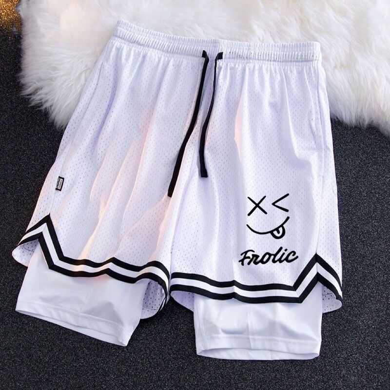 American Basketball Fake Two-Piece Sports Shorts Kobe Bryant Training Pants Lined Men's and Women's Anti-Exposure Fitness Running Sports Pants