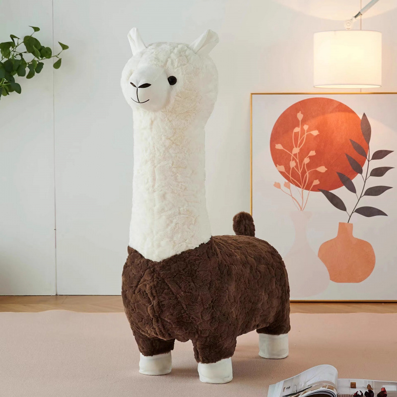 Internet celebridad creativa taburetes de alpaca de tamaño grande sala de estar adornos de suelo asiento de animales de peluche regalo de mudanza de nuevo hogar