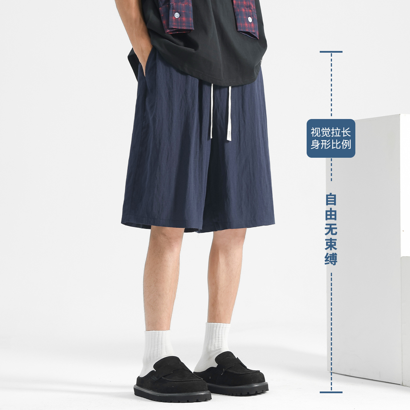 リネンショーツメンズ夏薄手カジュアルストレートビーチパンツリヨセルメンズパンツ綿とリネンのスポーツパンツ
