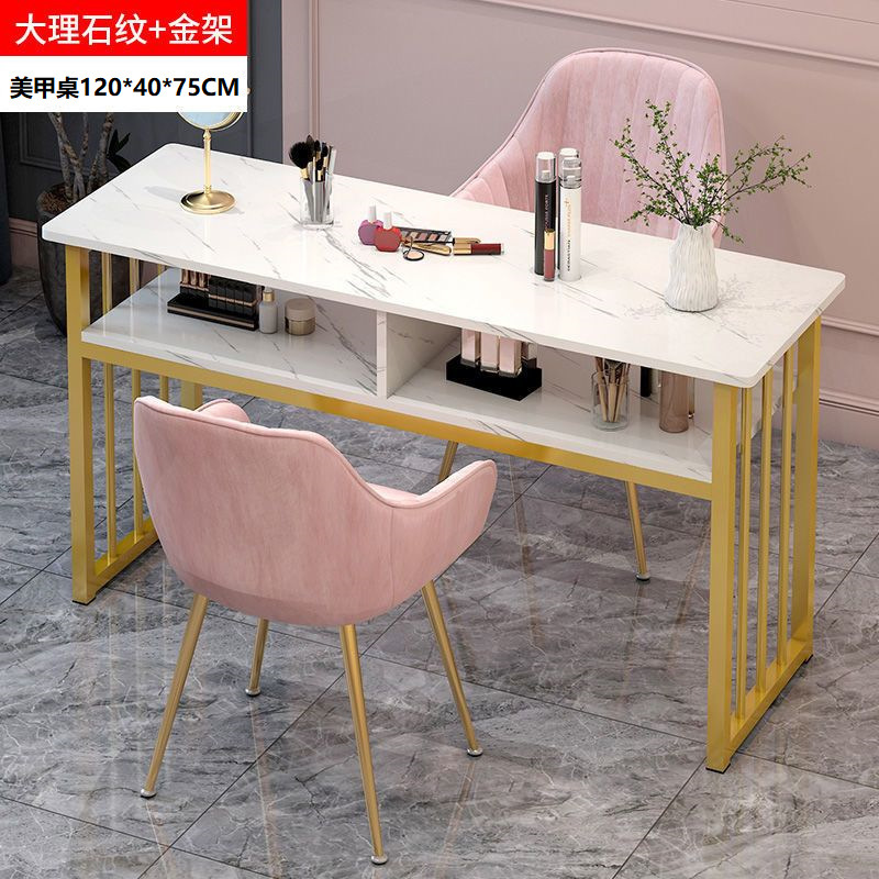 Eryouwei mármol red manicure ligera de lujo mesa japonesa simple mesa de manicure mesa y silla conjunto de imitación de doble