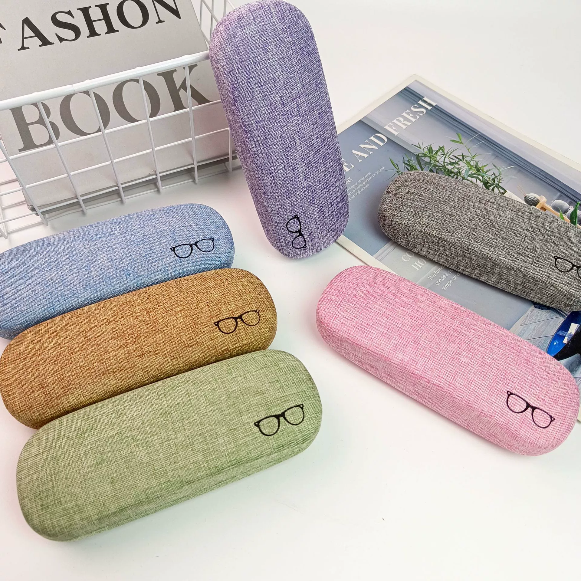 Льняной футляр для очков в китайском стиле, портативный женский футляр для хранения с защитой от давления, модный мужской высококачественный зеркальный футляр в стиле ретро, ​​литературный