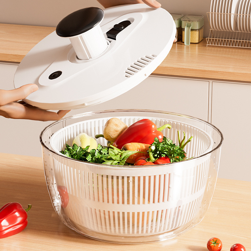 Cesta de drenaje rotativa de verduras deshidratador drenaje doméstico secador de ensalada manual de frutas y verduras de lavado de frutas y verduras cesta de lavado