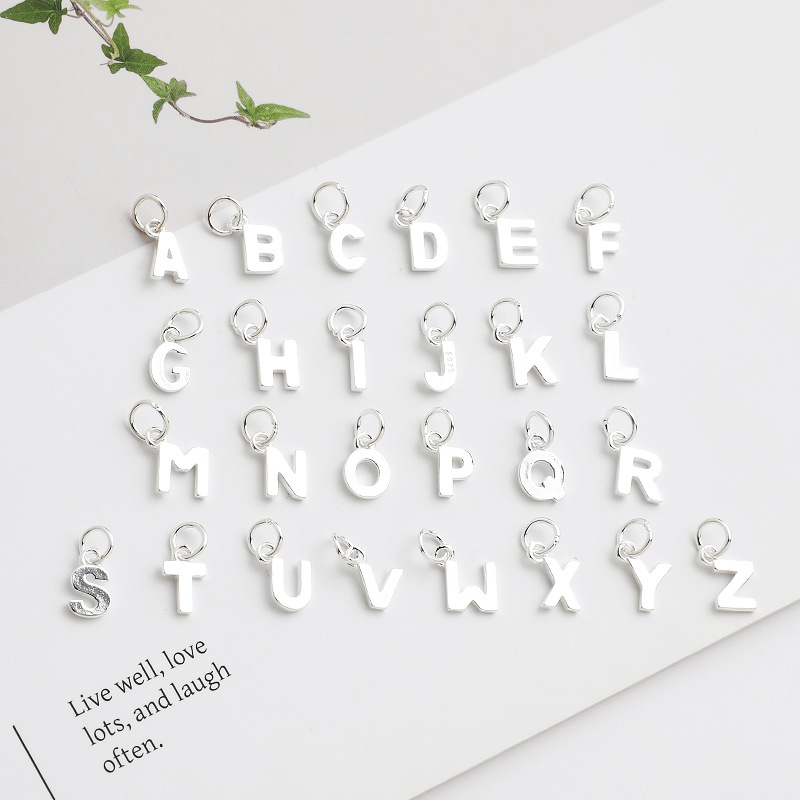 DIY Jewelry Accessories Classification 1 Piece 6*8.3mm 925 Sterling Silver Letter Pendant