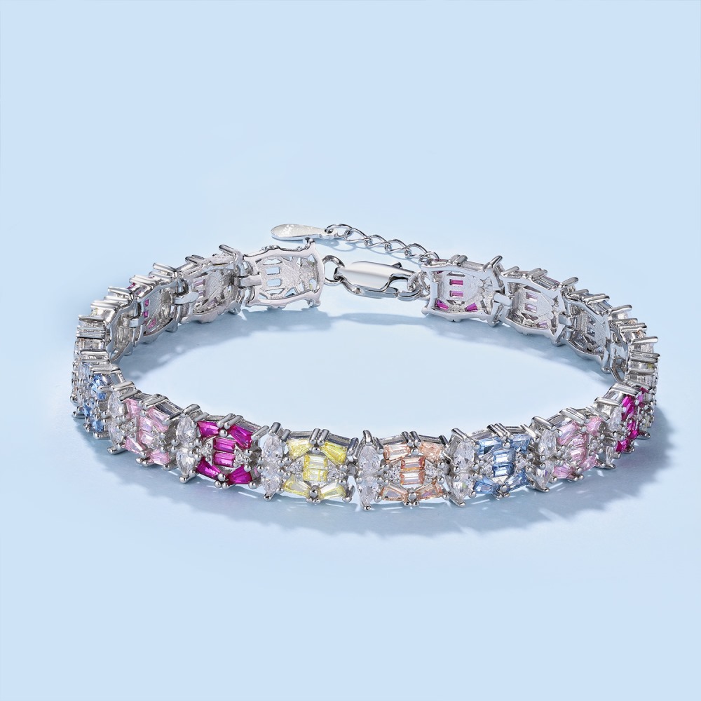 40g Weight Zircon Inlay Material Tennis Bracelet Classification 1 Piece Quantity Banquet, Party Occasion 925 Sterling Silver Material Geometric Pattern Women's Gender Plating, Inlay Design Elegant, Luxurious, Shiny Style 925 Sterling Silver Tennis Bracelet Elegant Luxurious Shiny 9