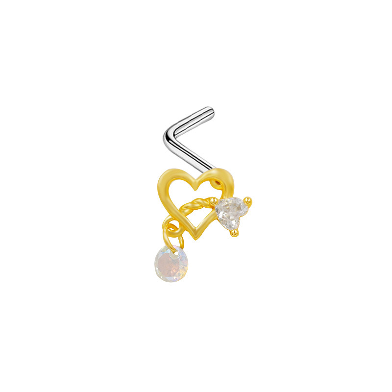 L-shaped Nose Stud With Bowknot Design European Style Jewellery_voghion.com