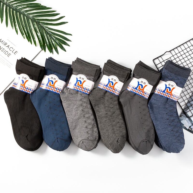 Silk stockings wholesale four-way jacquard loose mercerized cotton anti-hook silk thickened middle-aged men's heel stockings