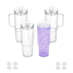 厂家现货跨境网红款40OZ冰霸杯PC材质运动塑料吸管杯双层可加闪粉