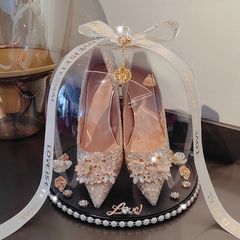 接亲游戏道具套圈婚鞋盒子带锁堵门小游戏藏婚鞋水晶鞋盒结婚批发