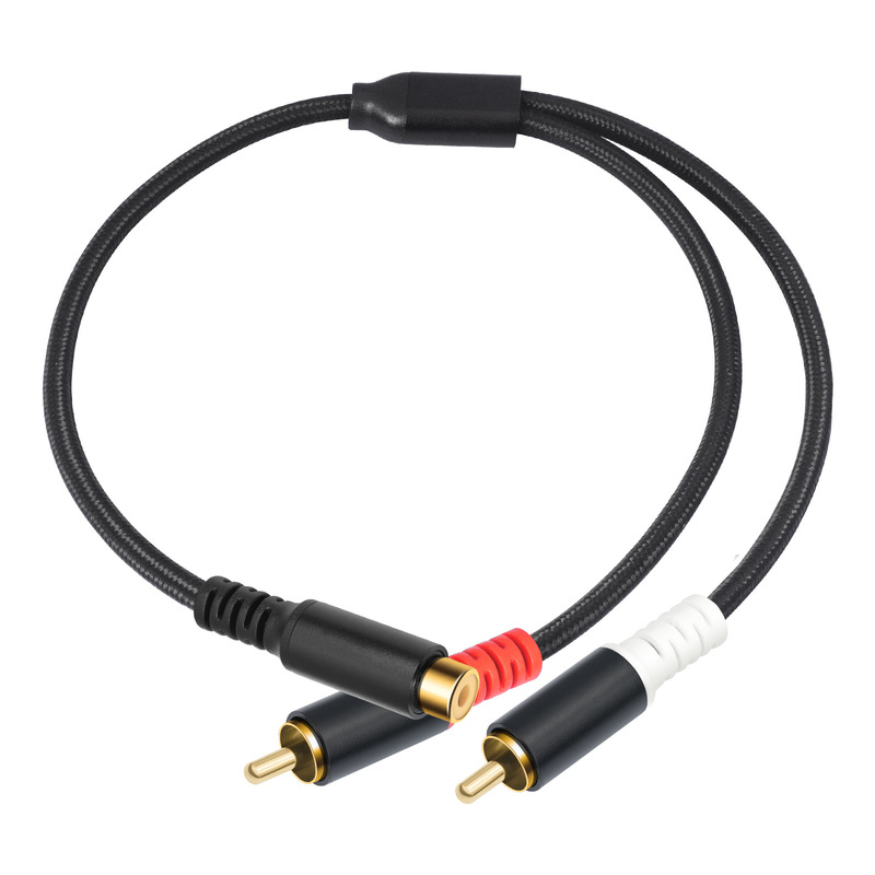 Metal Shell Gold-Plated Rca Female to Dual Rca Male Y-Type Car Amplifier Rca Splitter 0.3m