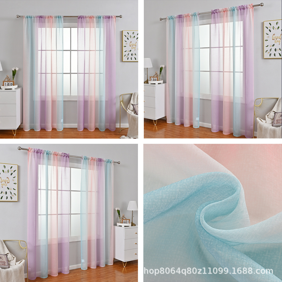 Meikduo SHEIN pantalla de ventana terminada para el cabello, hilo degradado, hilo de ventana verde púrpura rosa, fábrica de origen de cortina al por mayor