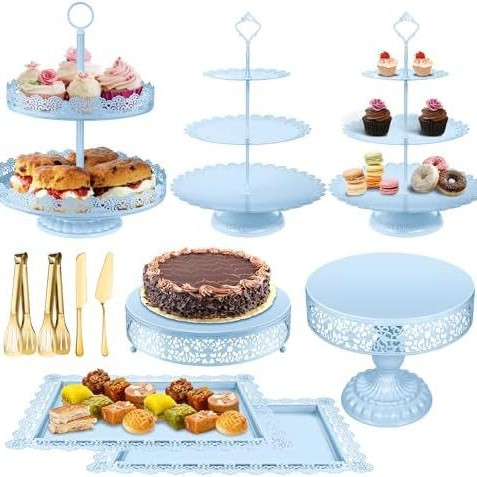 Estante de pastel de cumpleaños mesa de postres decoración de fiesta de cumpleaños estante de exhibición decoración de postres decoración se puede ajustar image 8