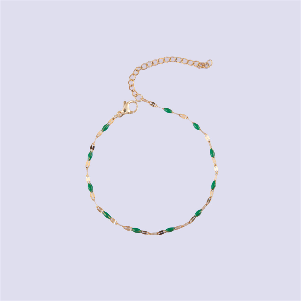 Enamel Design Sweet Color Block 304 Stainless Steel Bracelets In Bulk