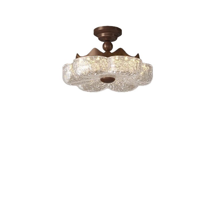 Protector de ojos lámpara de techo de dormitorio nueva lámina de oro francesa de lujo ligero de alta gama habitación privada de resina sala de estar lámpara de flor creativa