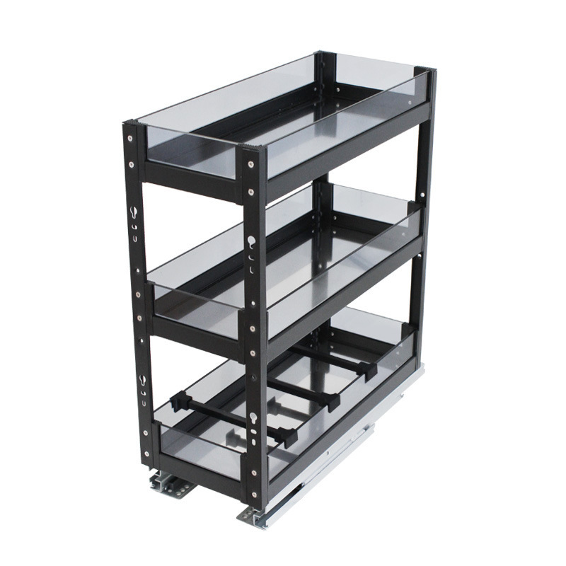 Gabinete de cocina tipo cajón gabinete superficial condimento cesta espacio de acero inoxidable aleación de aluminio condimento cesta inferior