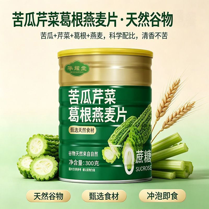 Bitter Melon Celery Kudzu Oatmeal Ku Gua Qin Cai Ge Gen Instant Meal Replacement 500g Sugar Free specifications