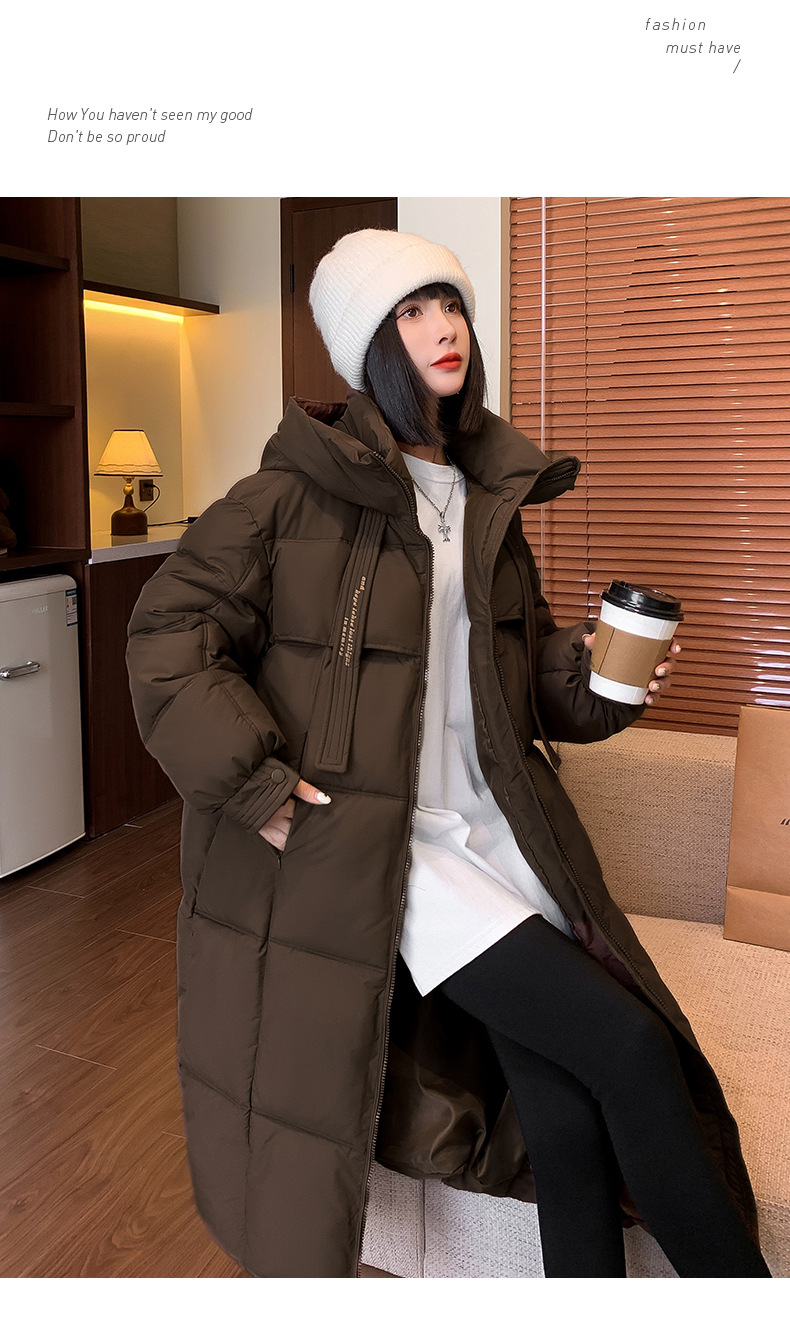 Women's Clothing Women's Thick Down Cotton Coat Long Overcoat Korean Loose Puffer Jacket Winter Warm Hooded Parka With Detachable Hood​_ecoleips.com