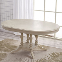 美式復古實木橢圓形餐桌椅組合歐式法式簡約伸縮折疊餐桌