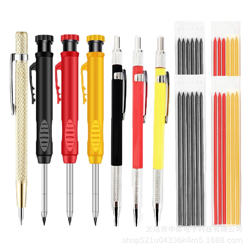 Lápiz agujero profundo carpintería pluma móvil carpintería pintura ingeniería pluma ajustable marcado grafito recarga con pelador