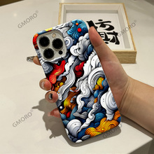 东南亚热销iPhone17手机壳创意油画风云彩16pro苹果菲林壳15大孔