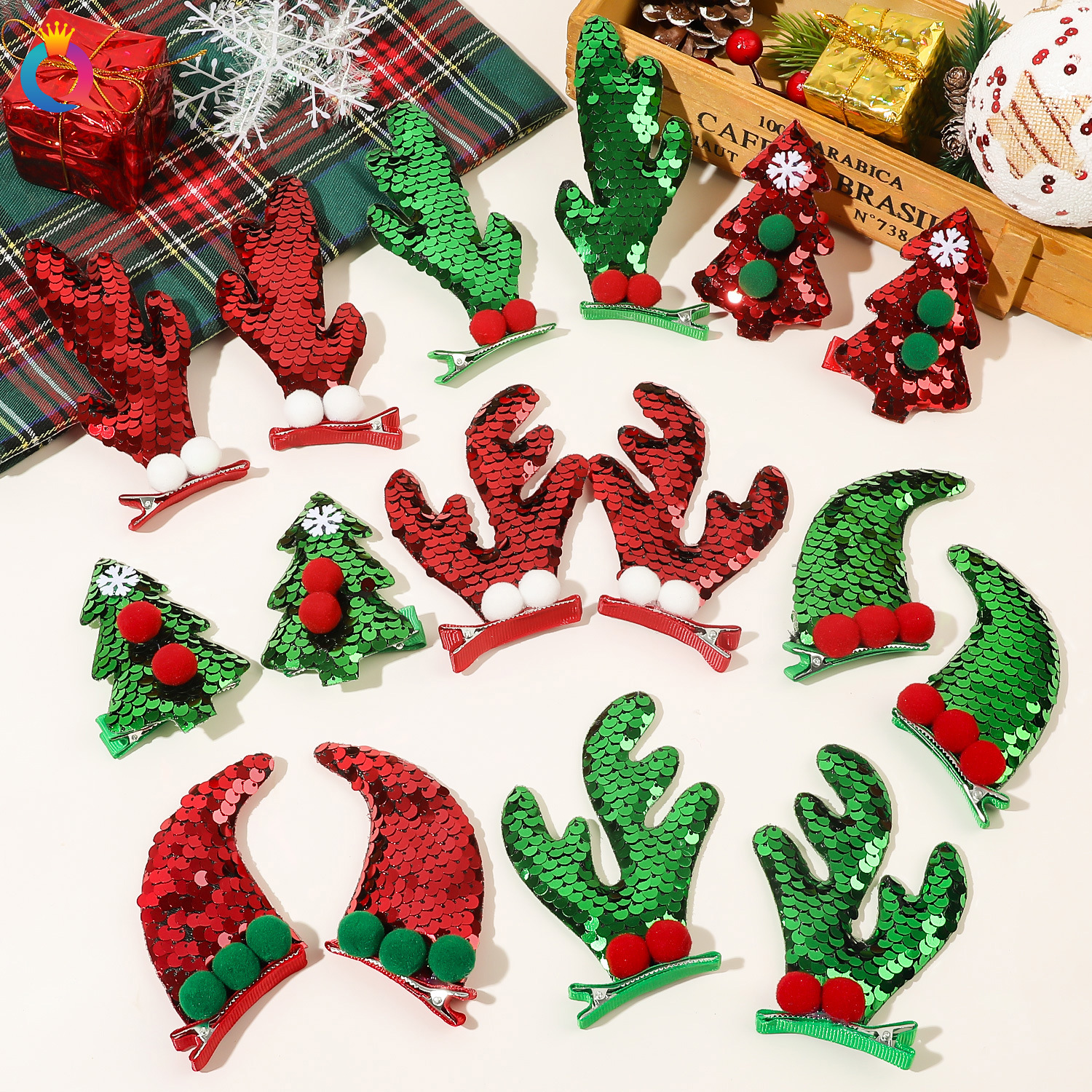 Cadeau de Noël Épingle à cheveux de Noël Déguisement de vacances Pince à bec de canard Pince à cheveux Pince à frange latérale Accessoires pour cheveux en gros_voghion.com