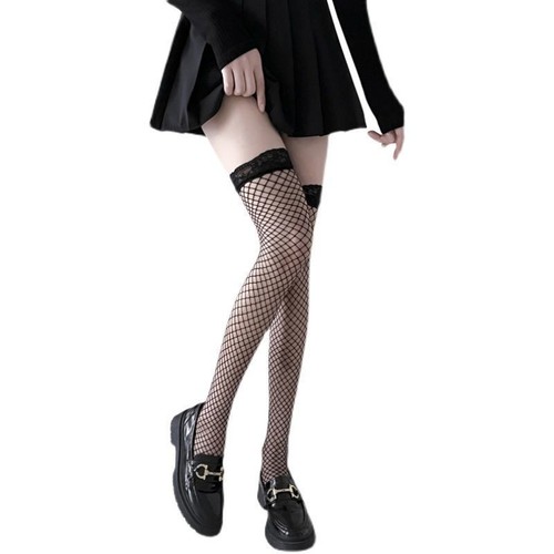 Speedy Bow Black Stockings with Skirt, Black Over-the-Knee Socks, Thin Long Leggings, Sexy Lace Socks, Summer Fishnet A12