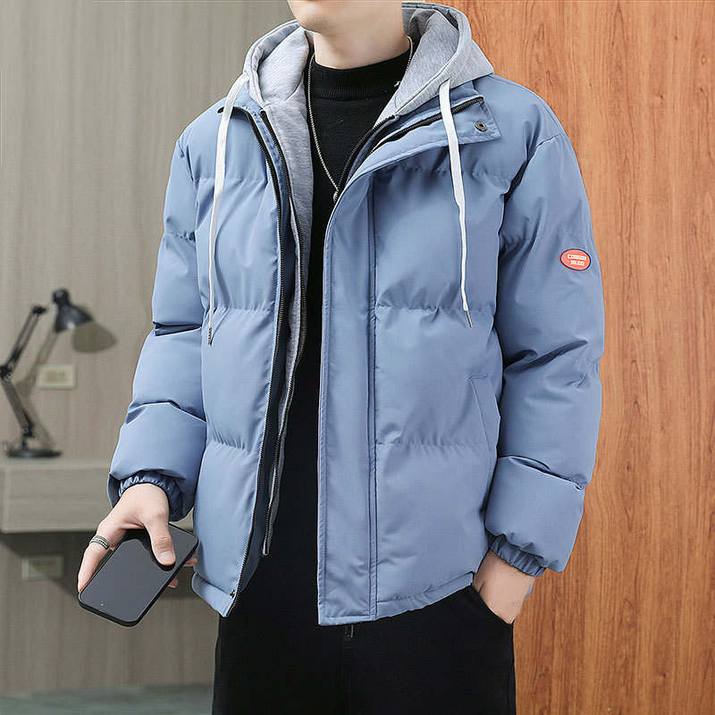 NASA invierno chaqueta de algodón de plumón de tamaño grande para hombres moda falsa dos piezas chaqueta de algodón con capuz para hombres gruesa chaqueta de algodón caliente chaqueta coreana