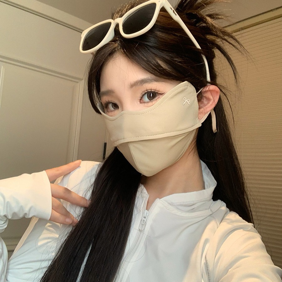 2024 New Korean Style 3D Fishbone Butterfly Knot Sunscreen Women's Ice Silk UV Protection Cycling Eye Corner Mask