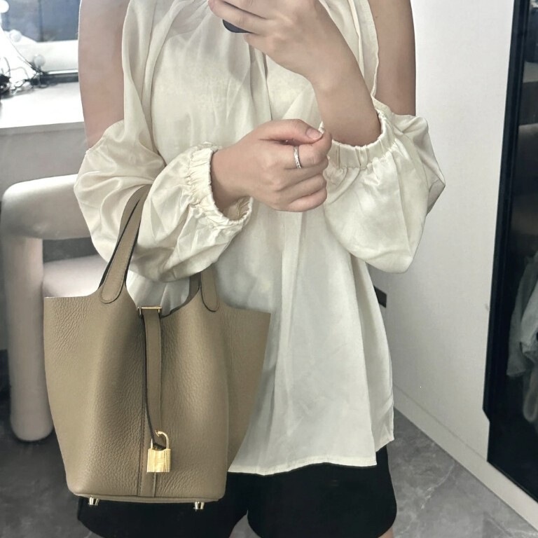 2025 New Trendy Women's Basket Bag, Soft Pu Lychee Pattern Bucket Bag, Handbag with Matching Pouch 2025 New Trendy Women's Basket Bag, Soft Pu Lychee Pattern Bucket Bag, Handbag with Matching Pouch