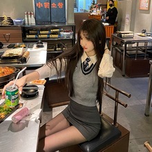 韩式jk制服韩国女高包臀裙显瘦套装女辣妹秋冬长袖学院风马甲服装