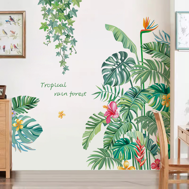 Creative Green Plant Stickers Decorative Small Pattern Wall Paintings 3D Stereo Wallpaper Self-Adhesive Wall Stickers Background Wall Custom Stickers