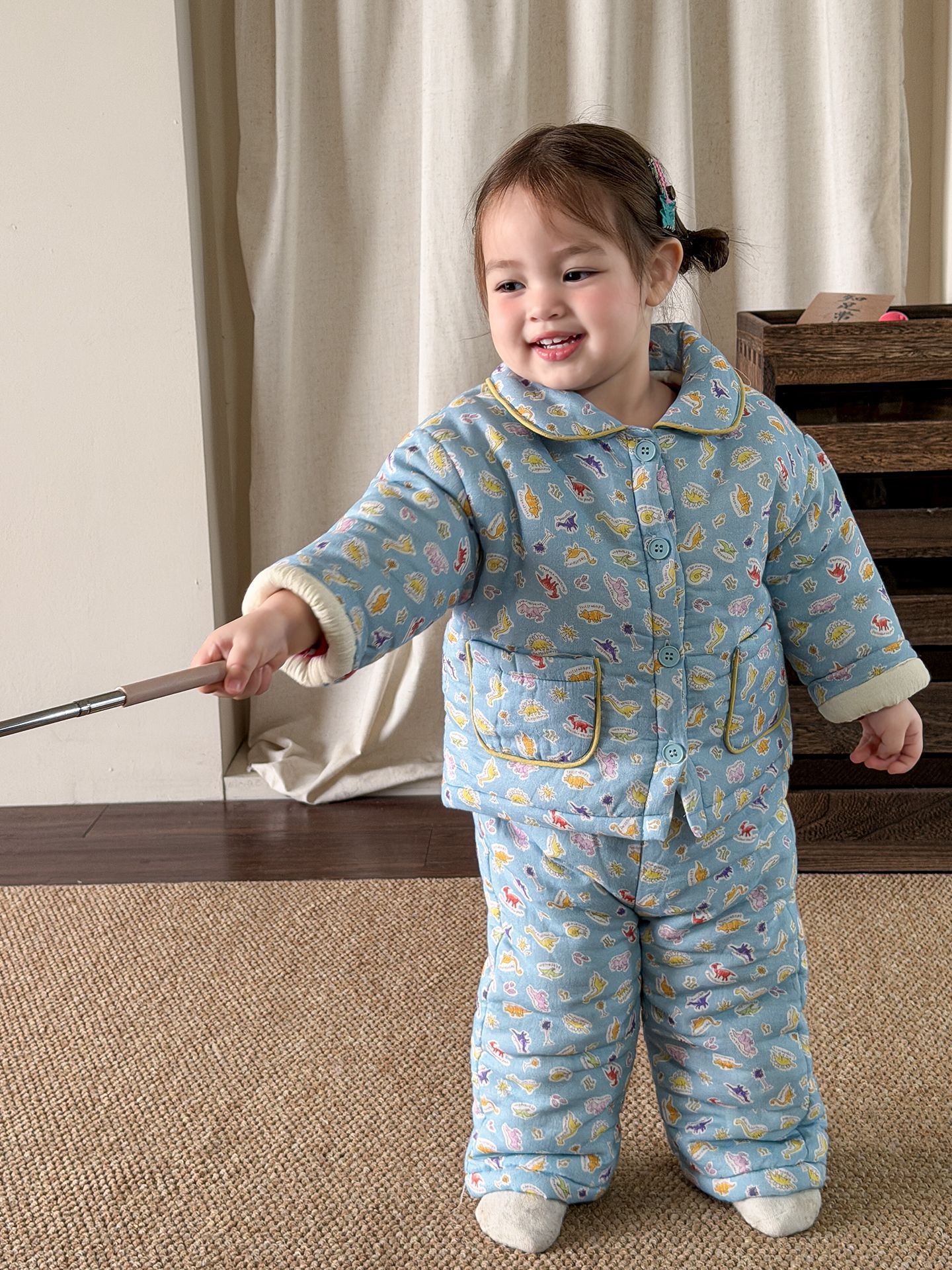 Sugar Pear ropa infantil pijamas de invierno para niños 2025 algodón grueso ropa doméstica para niñas ropa de bebé para niñas