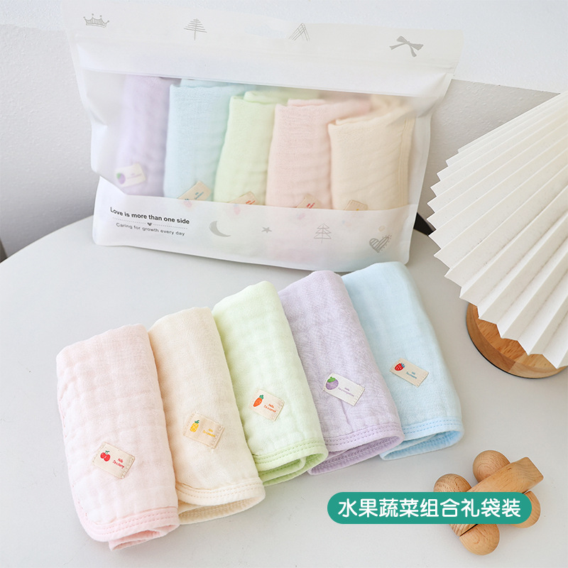 [선물가방] 정사각형 수건 28*28cm 5장 (과일과 야채 조합)