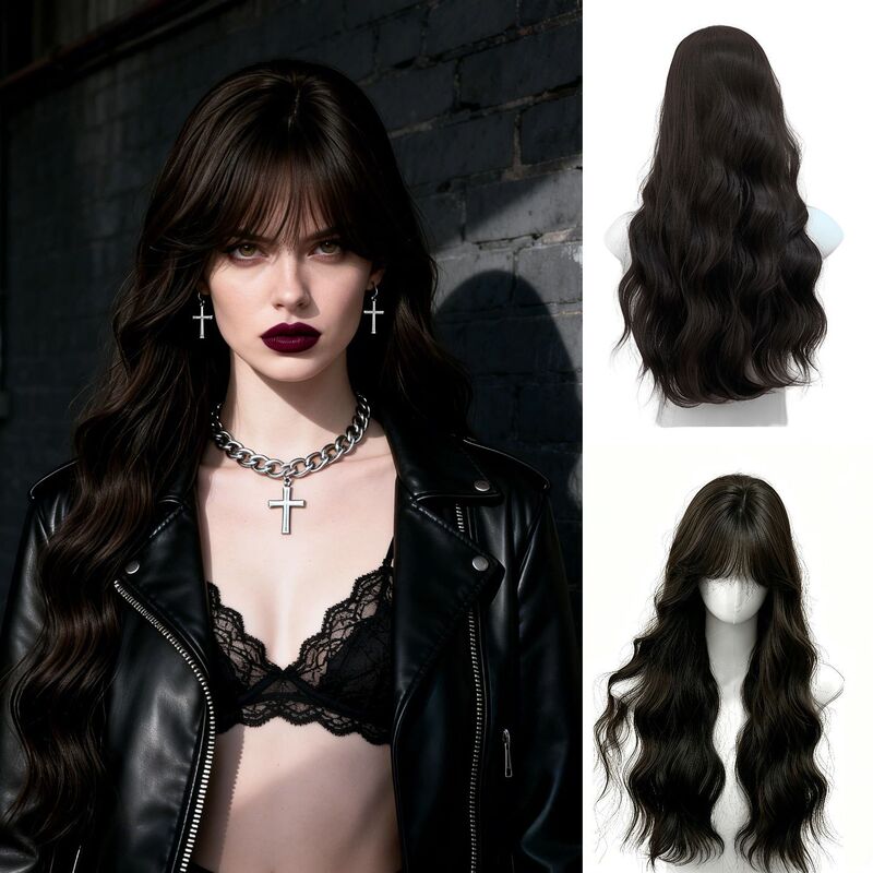 Cross-border Halloween wig for women, water ripple style, simulated human hair, Xuchang synthetic fiber wig, in stock, full head wig Cross-border Halloween wig for women, water ripple style, simulated human hair, Xuchang synthetic fiber wig, in stock, full head wig