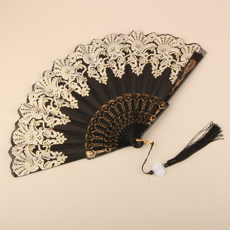 Abanico Plegable de Encaje de Plástico, Estampado, para Danza image 58