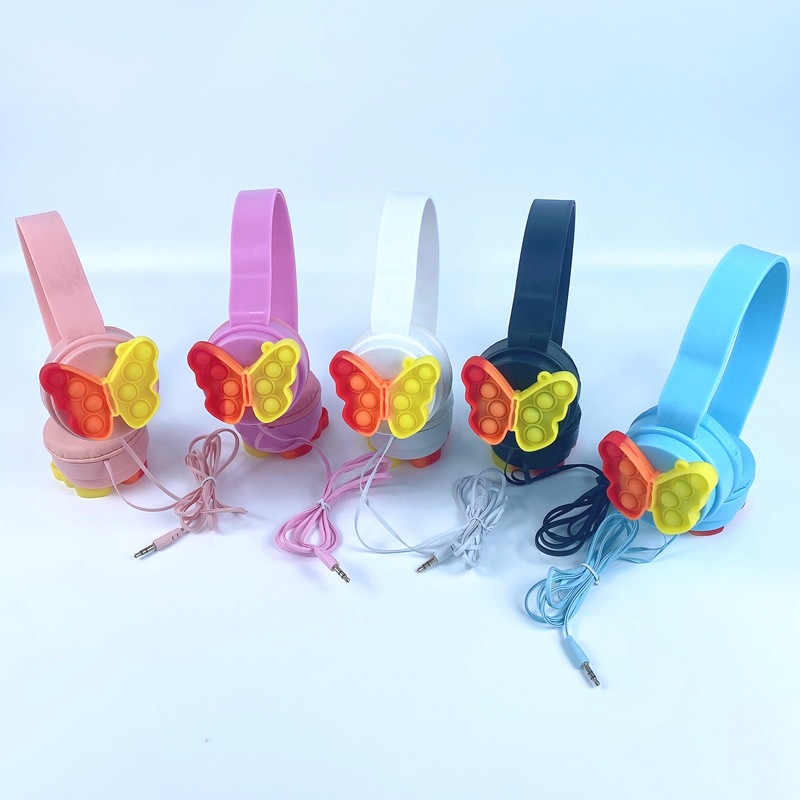 Cartoon Rainbow Butterfly Style Press to Press Music Finger Decompression Artifact Headset New Product Headset for Hair