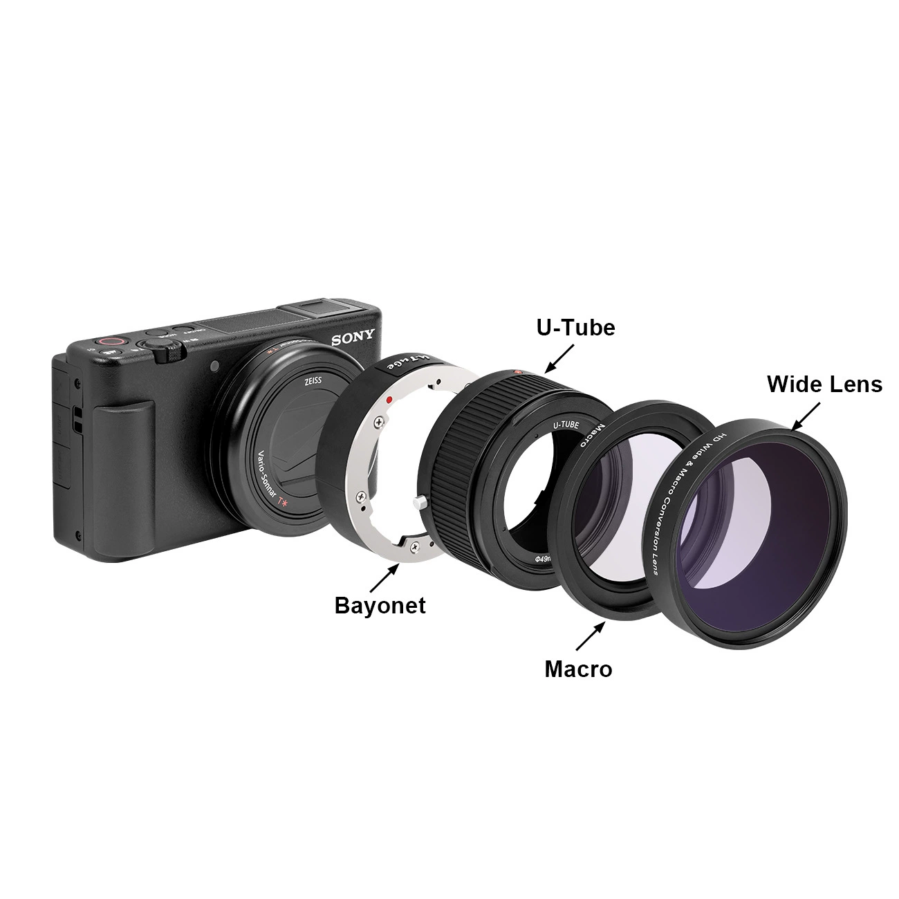 IBOOLO 49 мм широкоугольный макро двухв-1 объектив, подходит для Sony ZV1 ZV-1 RX10