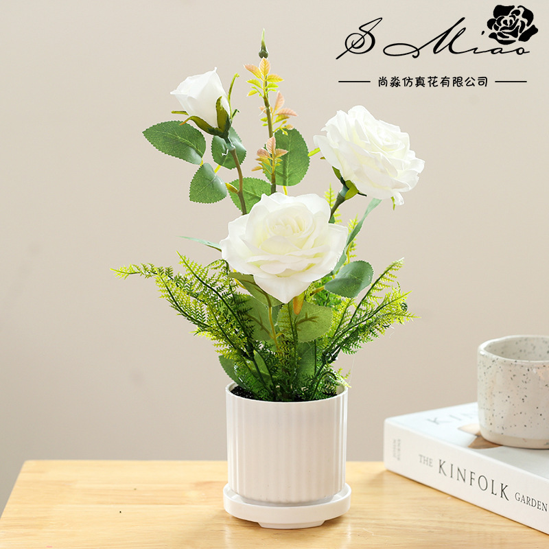 Flor Artificial estilo rural Rosa bonsai flor artificial decoración interior suministro directo de fábrica entrega de una pieza simulación de planta verde image 14