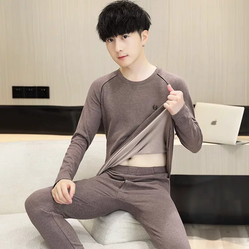 Velvet keep warm set for elementary school students for boys, thermal underwear, for teenagers, loose fit