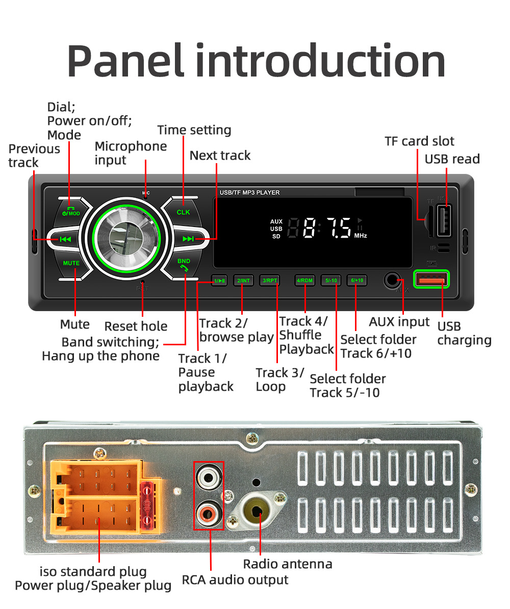 12V Positioning Car Fm Radio Stereo Remote Control Digital Bluetooth Audio Music Car Mp3 Player