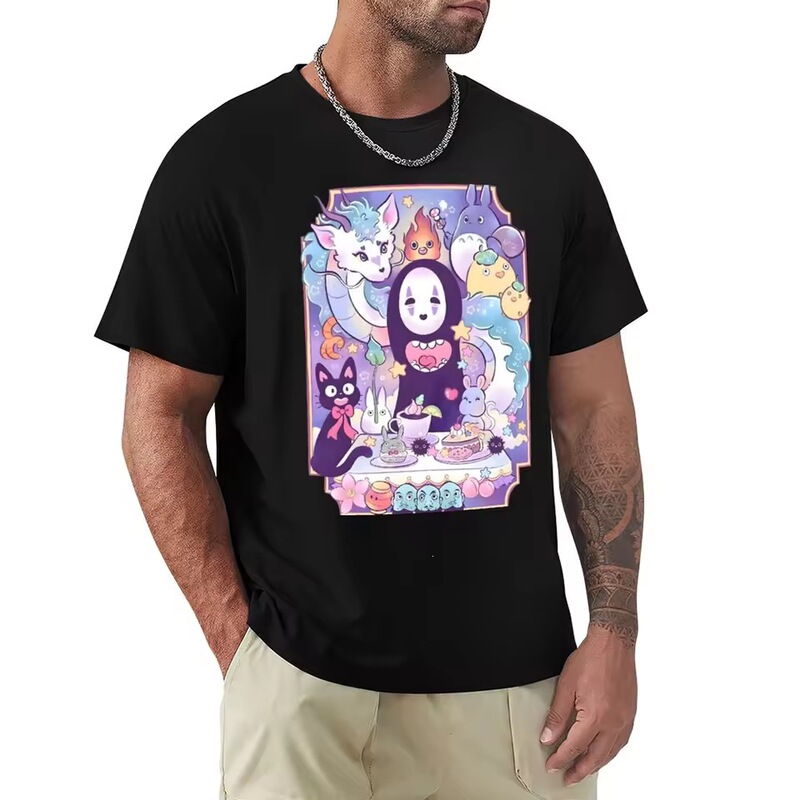 Kawaii and Cute Artistic Monster Party-%[Ghibli]- Flying Away Anime Movie T-Shirt Graphic