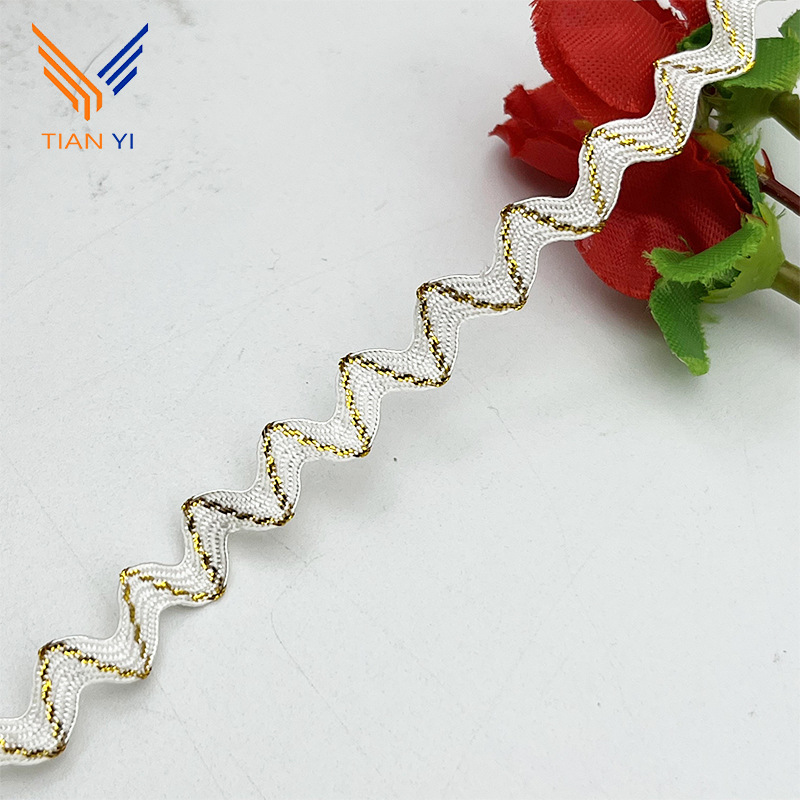 3-5mm de oro y plata onda borde curvo en forma de S cortina de la cinta de encaje ropa de los niños accesorios de la boda accesorios de vestir DIY