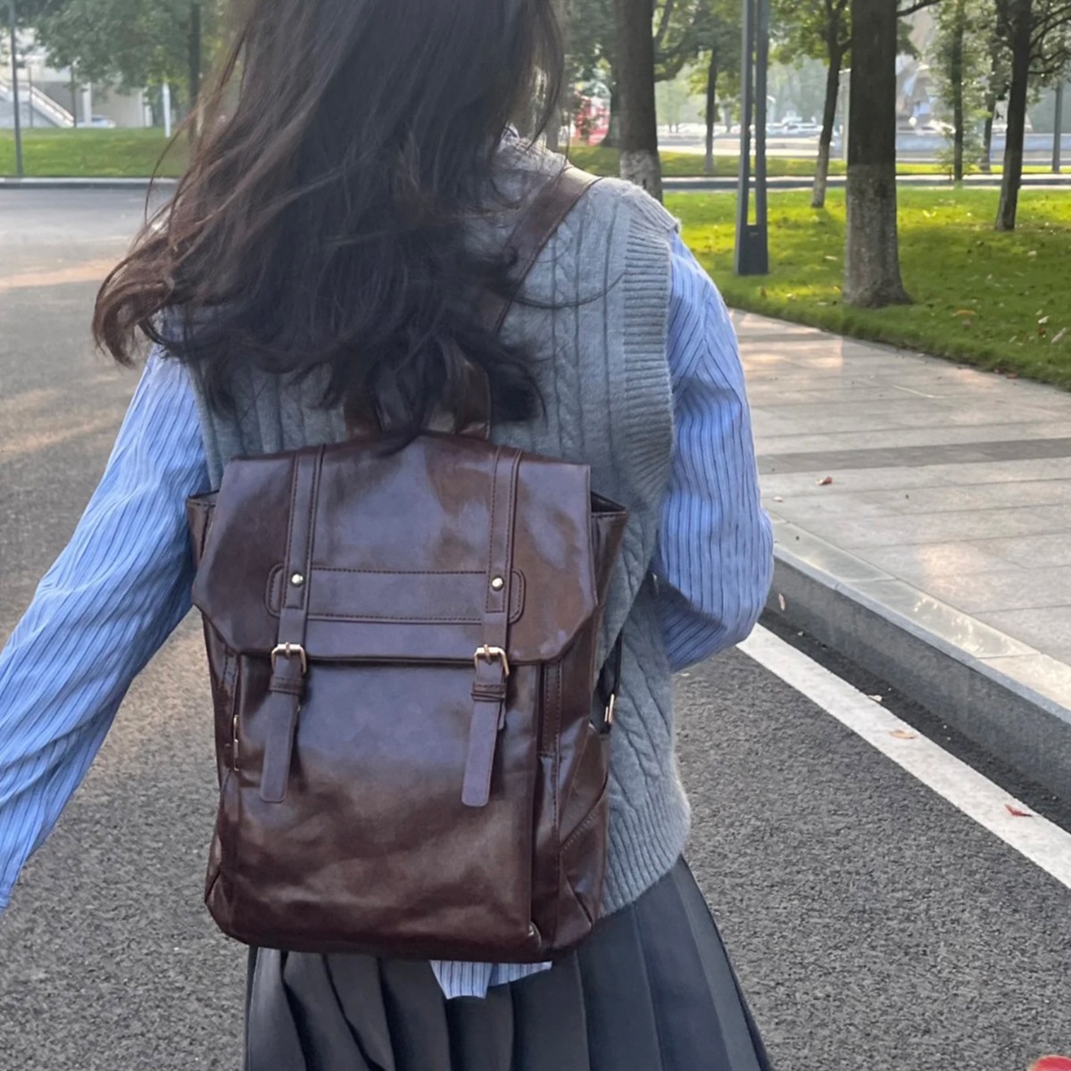 泽西风大容量双肩包包女包2025新款轻奢小众高级感复古书包女背包